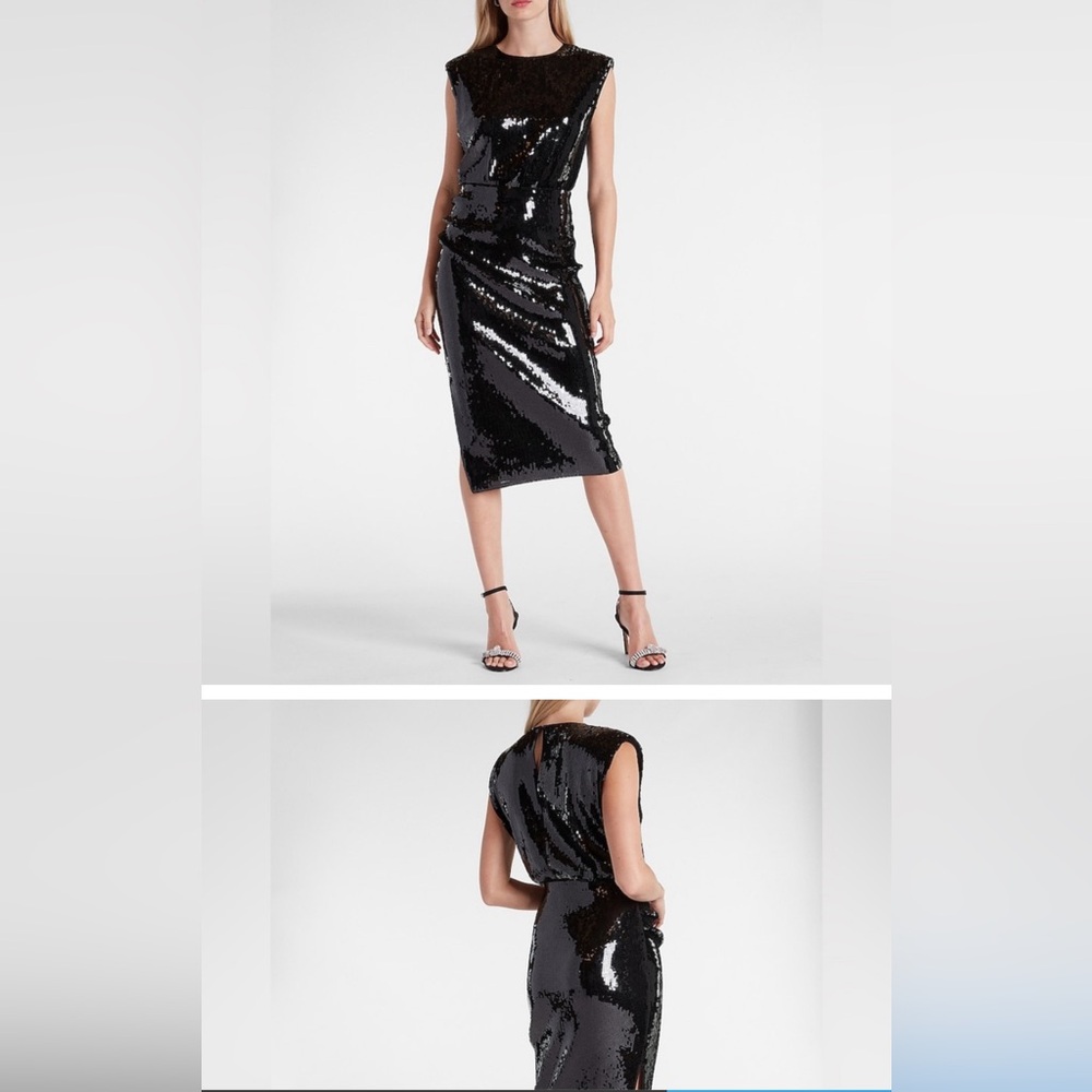 Express Black Sequin Midi Dress